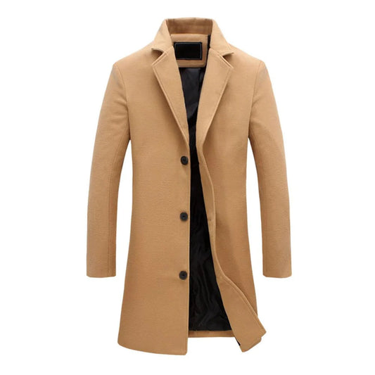 Herren Winterjacke Lang Bequem Schwarz - Eveloria