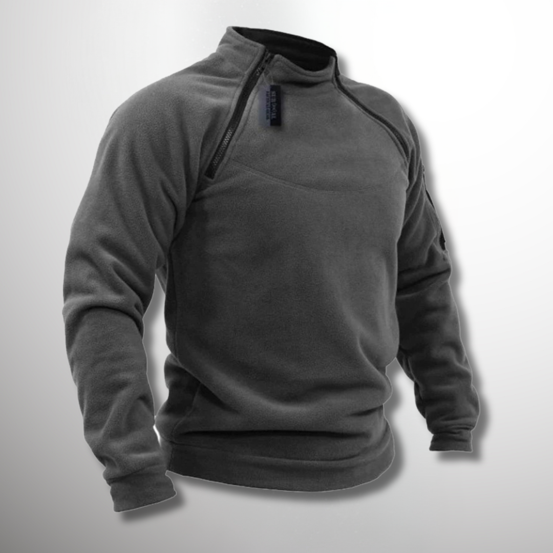 Herren Pullover Stehkragen Viertelzip aus Merino-Wolle Beige - Eveloria