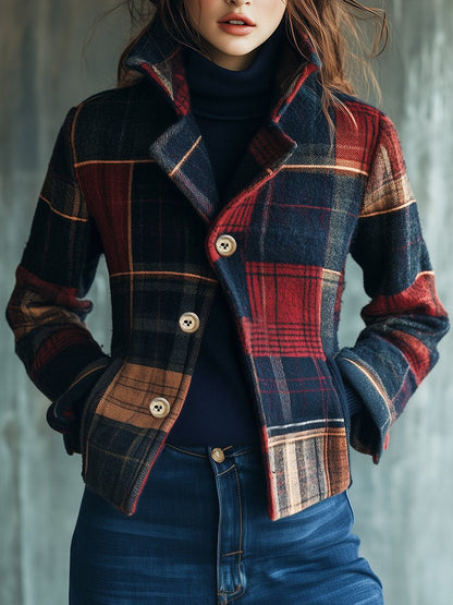 Damen Jacke Karomuster Taillierte Passform Herbst/Winter