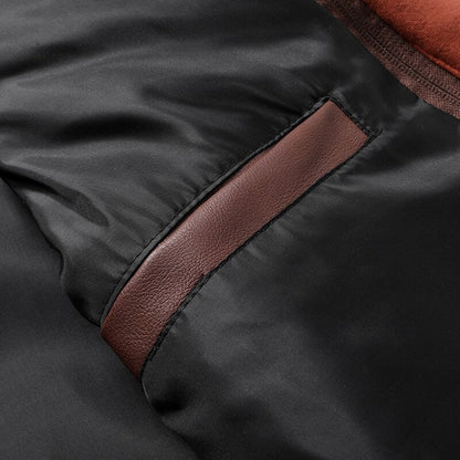 Herren Lederjacke Street Style Kapuze Reißverschlusstaschen
