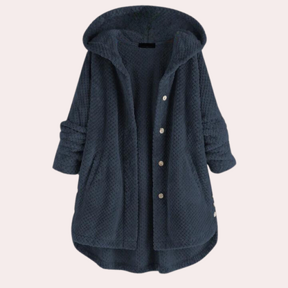 Damen Strickjacke mit Kapuze und Knöpfen