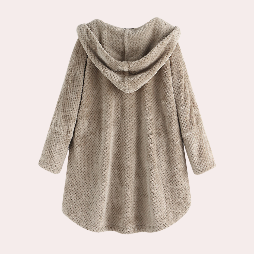 Damen Strickjacke mit Kapuze und Knöpfen
