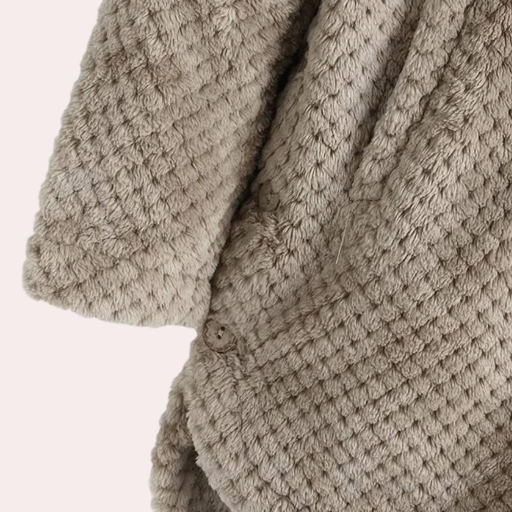 Damen Strickjacke mit Kapuze und Knöpfen