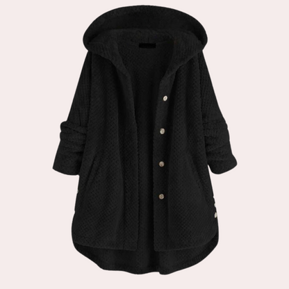 Damen Strickjacke mit Kapuze und Knöpfen