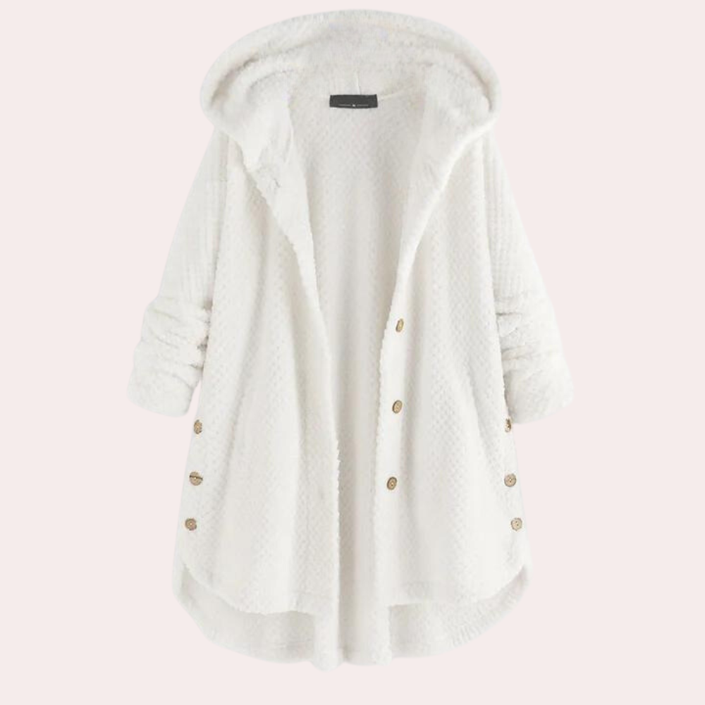 Damen Strickjacke mit Kapuze und Knöpfen