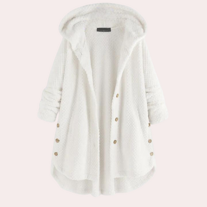 Damen Strickjacke mit Kapuze und Knöpfen