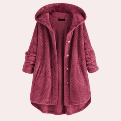 Damen Strickjacke mit Kapuze und Knöpfen