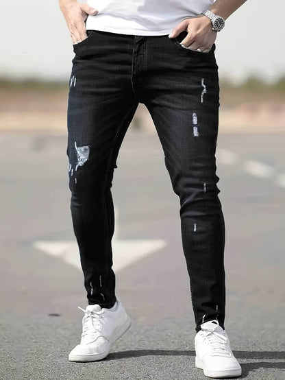 Jeans - Herren Zerrissen Dehnen chlank Passform Jeans-Chaps Herrenmode