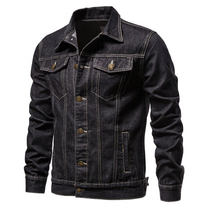 Herren Jeansjacke Klassisch Button-Up Blau - Eveloria