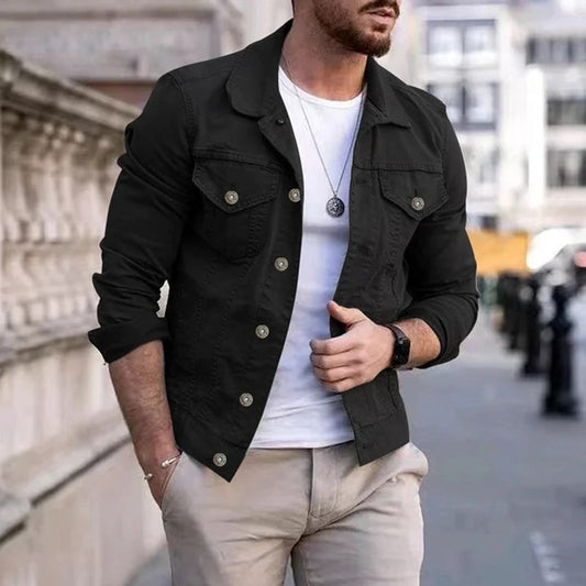 Herren Slim-Fit Jeansjacke mit Knöpfen - Eveloria