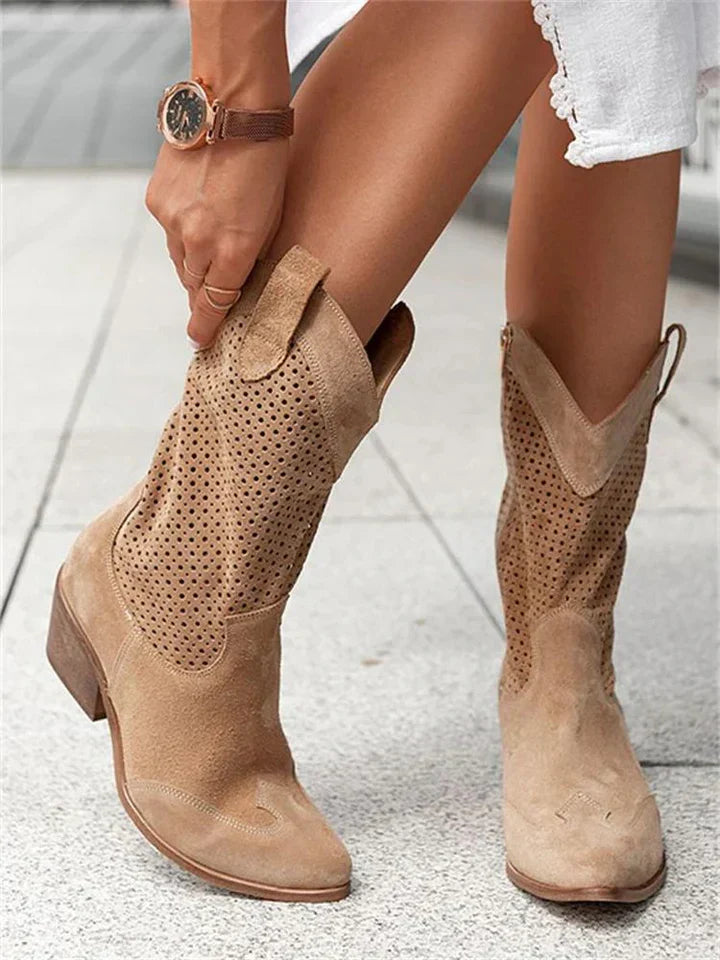 Eveloria Damen Cowboystiefel Weiß