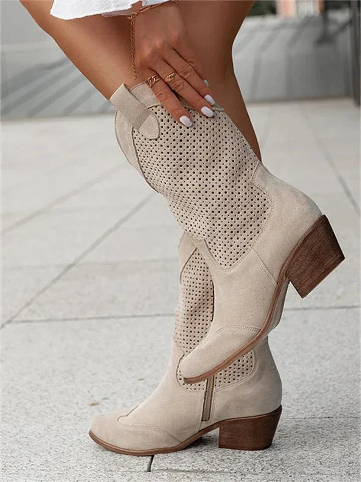 Eveloria Damen Cowboystiefel Weiß