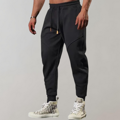 Herren Jogger Sweatpants Elastische Taille Kordelzug Schwarz - Eveloria