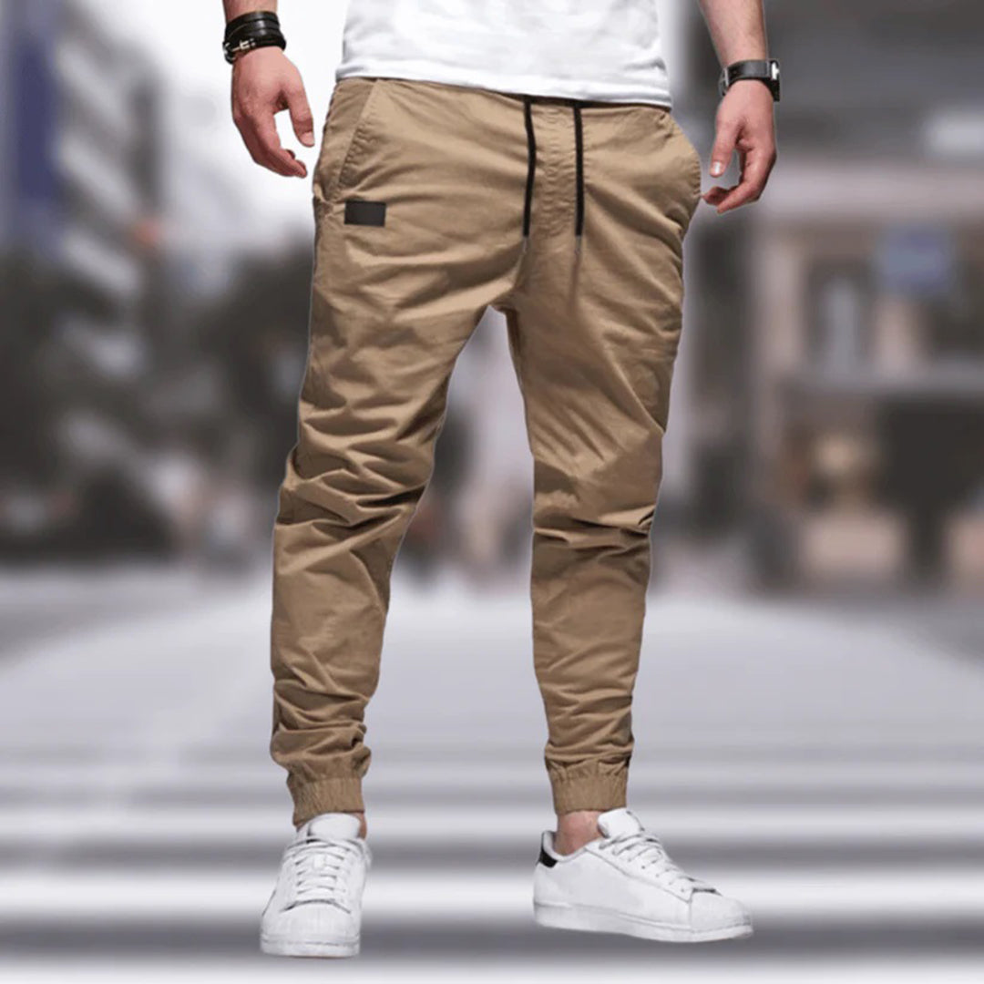 Jogger | Cargohosen | Kordelzug | Slim-Fit-Jogger | Herrenhosen-Beige-M-Chaps Herrenmode