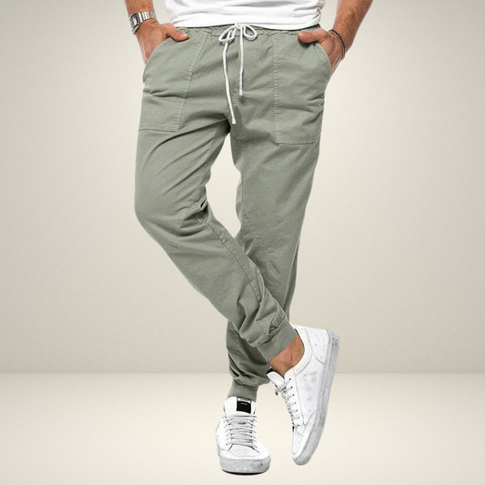 Herren Joggerhosen Elastischer Bund Mit Taschen Kordelzug Schwarz - Eveloria