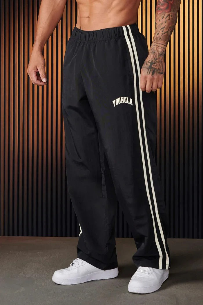 Jogginghose – Gestreifte Jogginghose für Männer mit elastischem Bund-Schwarz-S-Chaps Herrenmode