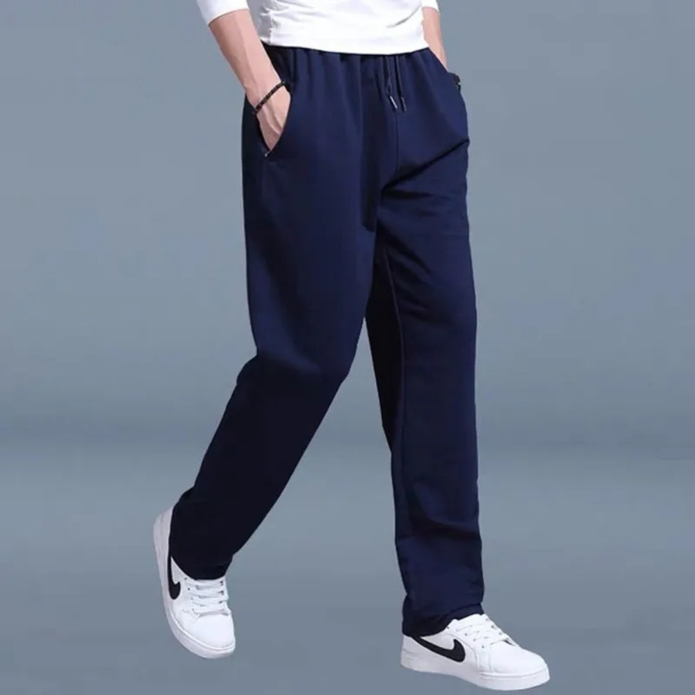 Jogginghose | Lässig | Kordelzug | Gerade geschnittene Jogginghose | Herrenhose-Dunkelblau-M-Chaps Herrenmode