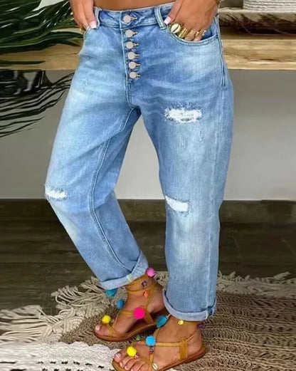 Damen Jeans Komfort Fit Stretch Blau