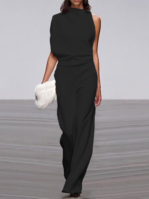 Damen Ein-Schulter Jumpsuit Lässig - Eveloria