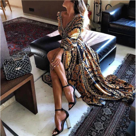 Eveloria Damenkleid Boho Schlitz