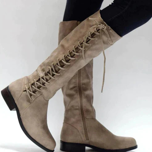 Eveloria Damen Schnürstiefel Elegant Leder