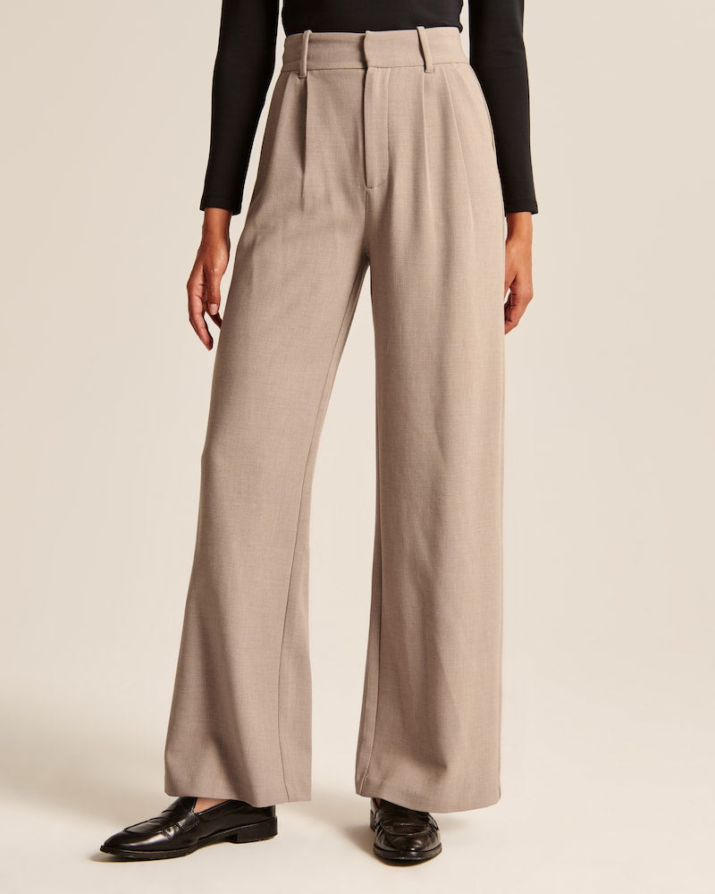 Damen Wide-Leg Hose Beige Minimalistisch - Norvielle