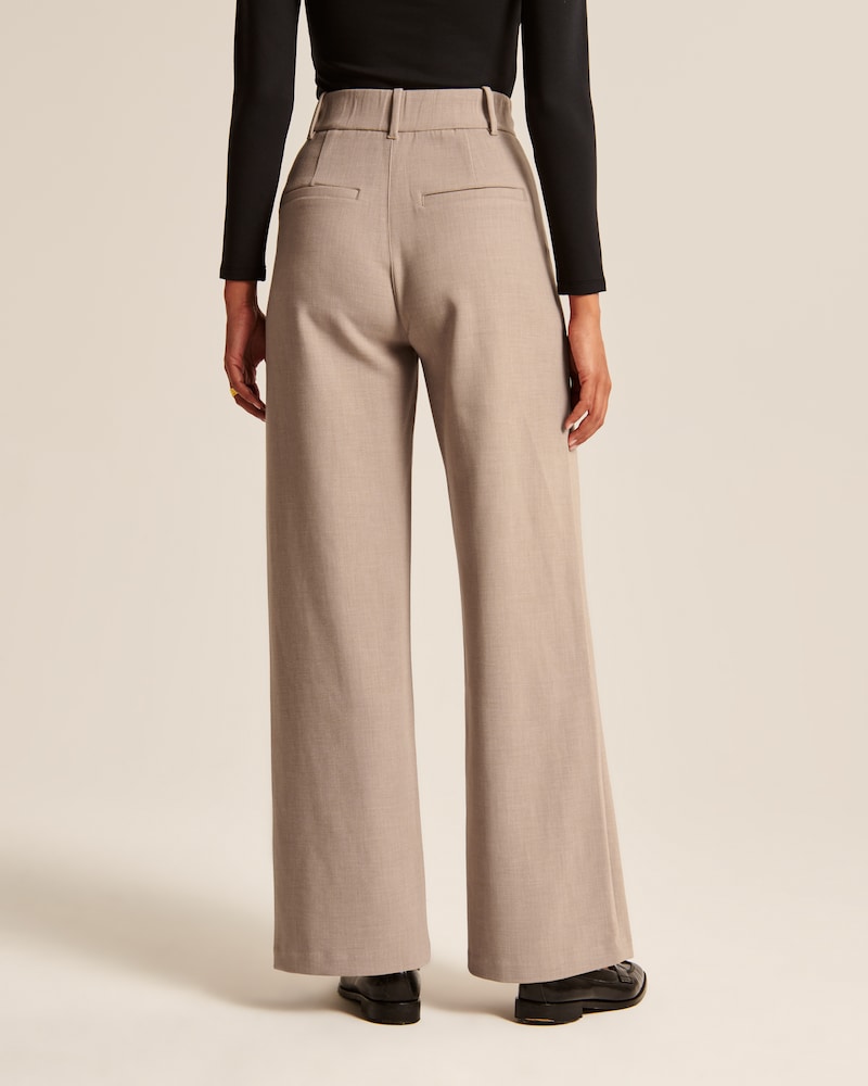Damen Wide-Leg Hose Beige Minimalistisch