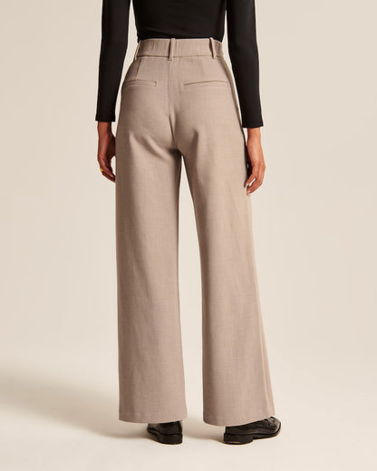 Damen Wide-Leg Hose Beige Minimalistisch