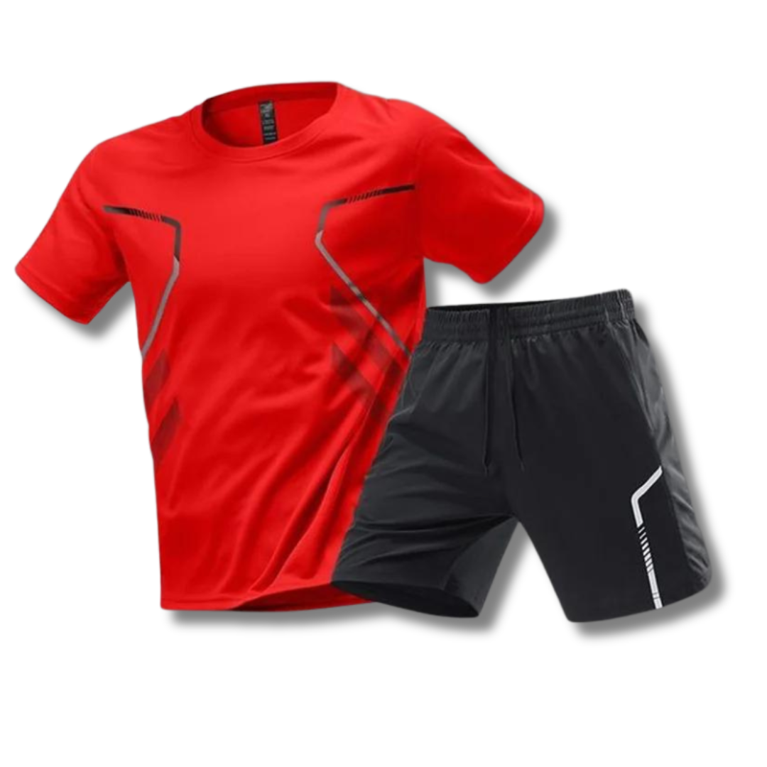 Herren Sportset T-Shirt und Kurze Hose Baumwolle Grau
