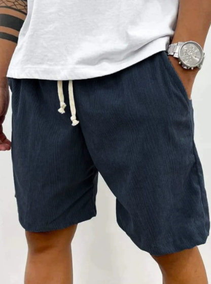 Herren Freizeitshorts Kordelzug Grau Baumwolle
