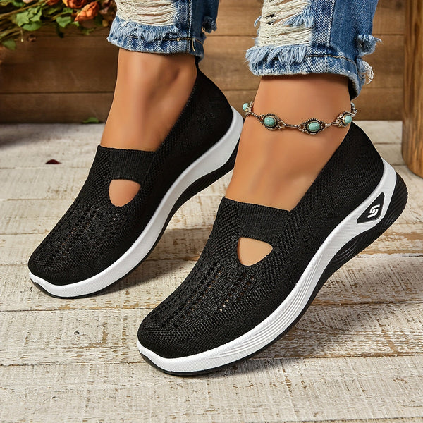 Damen Slip-On Sneaker Strick Schwarz - Eveloria