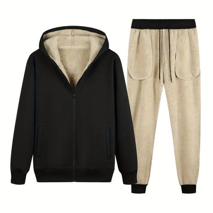 Herren Kapuzenjogger-Set Fellgefüttert Zip-Up Zweiteiler - Eveloria