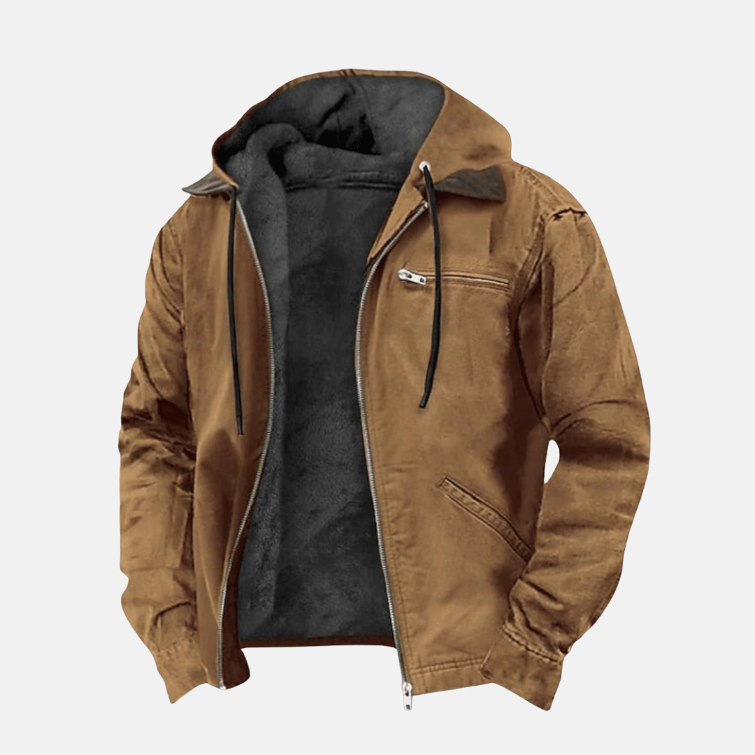 Männer Fleece-Kapuzenjacke Warm Winter Schwarz - Eveloria