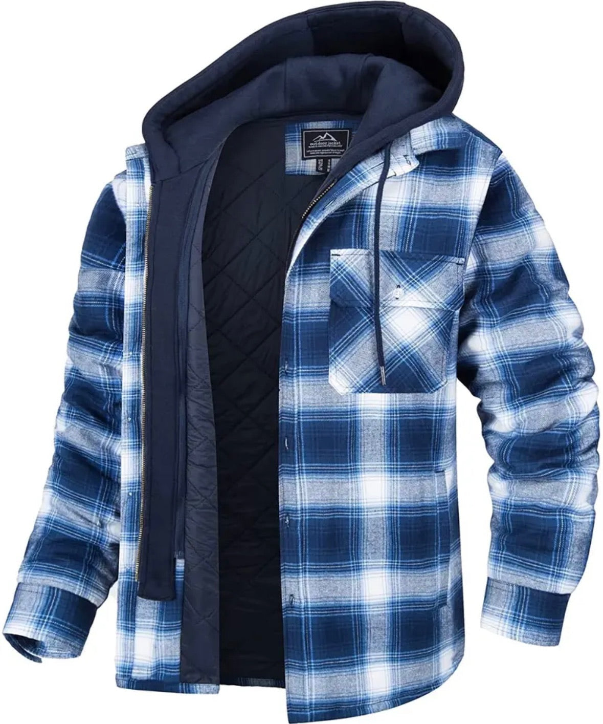 Herren Kapuzenjacke Steppfutter Karomuster Braun - Eveloria