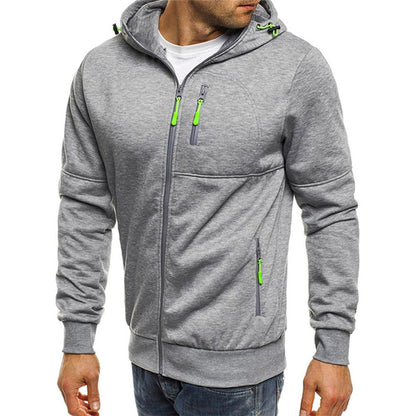 Kapuzenjacke mit Reißverschluss | Warm | Taschen | Kapuzenjacke mit Reißverschluss | Herren-Kapuzenjacke-Hellgrau-S-Chaps Herrenmode
