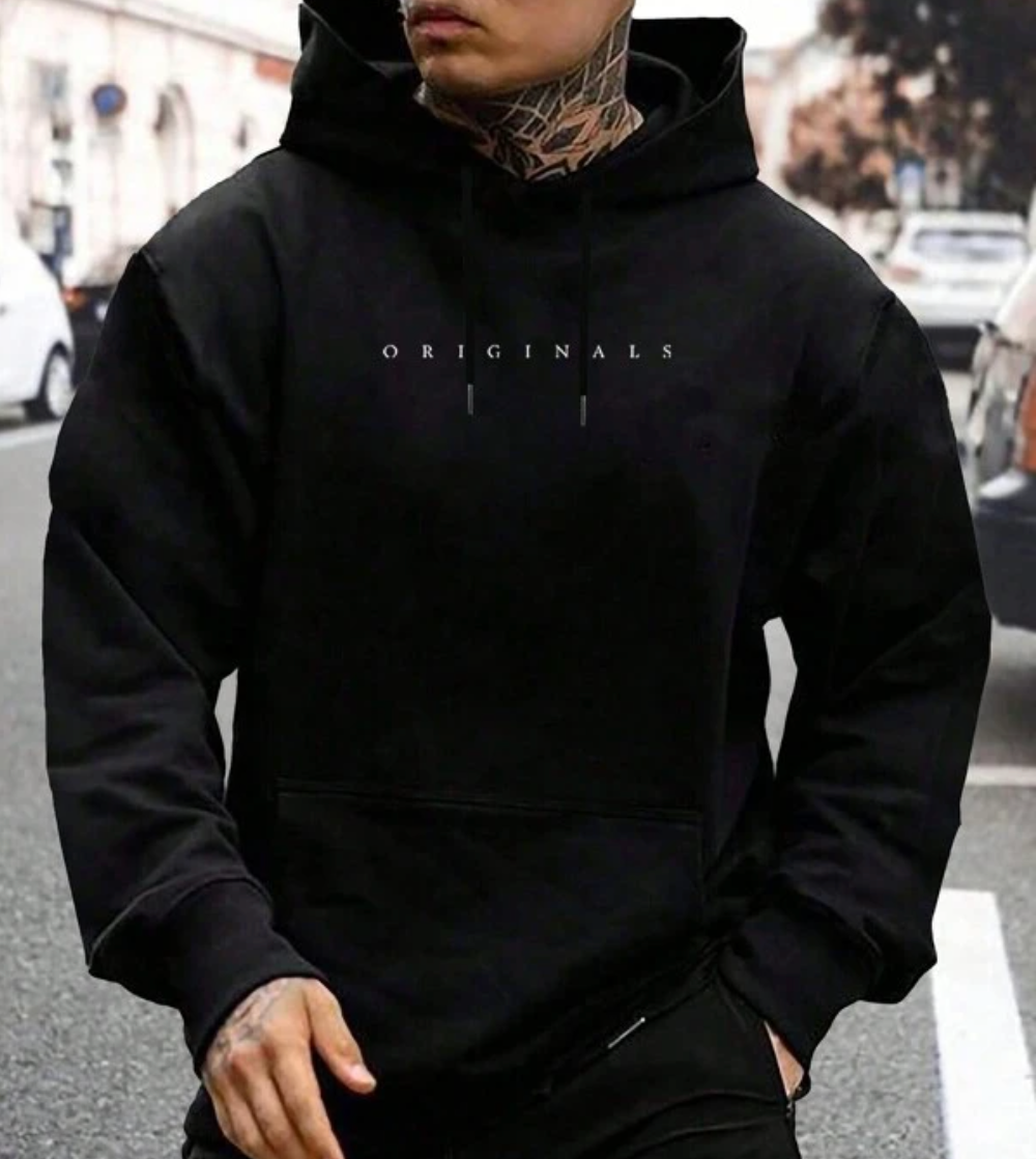 Männer Kapuzenpulli Hoodie Kordelzug Grau - Eveloria