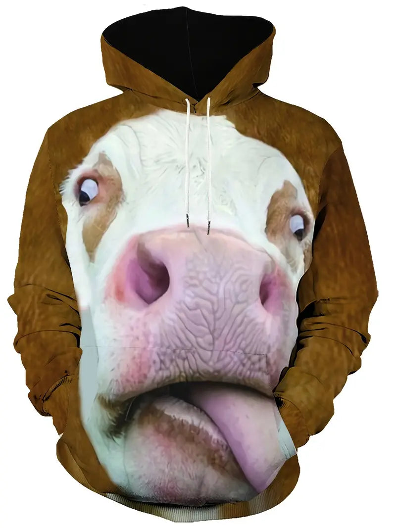 Herren Kapuzenpullover Kuhmuster Lustig - Eveloria
