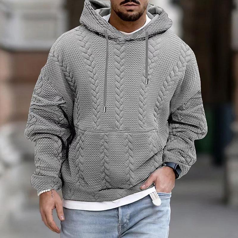 Herren Kapuzenpullover Grob Gestrickt Warm Schwarz - Eveloria