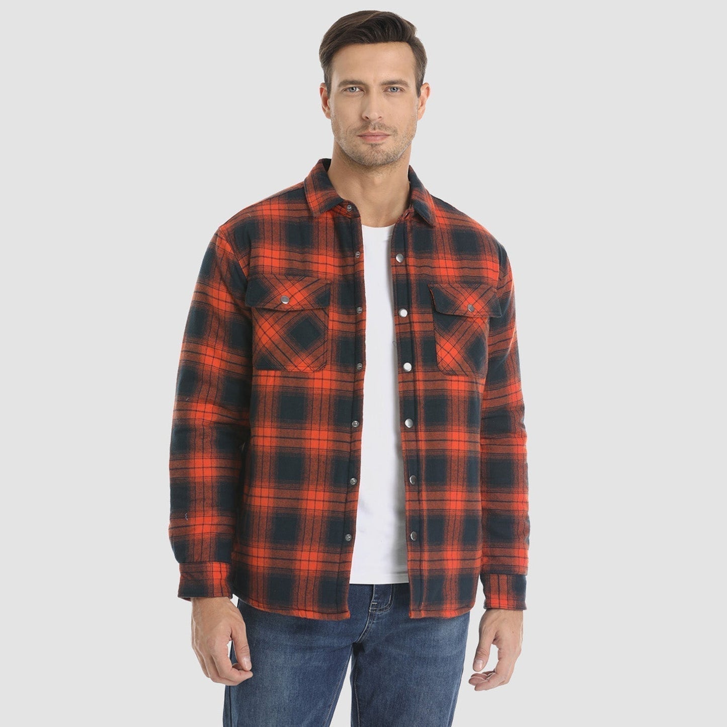 Karierte Jacke | Knopfleiste | Gestepptes Futter | Karierte Jacke | Herrenbekleidung-Chaps Herrenmode