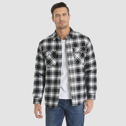 Herren Karo-Jacke Knopfleiste Gesteppt Schwarz - Eveloria