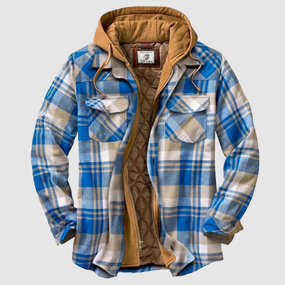 Herren Karojacke Gesteppt Kapuze Herbstjacke - Eveloria