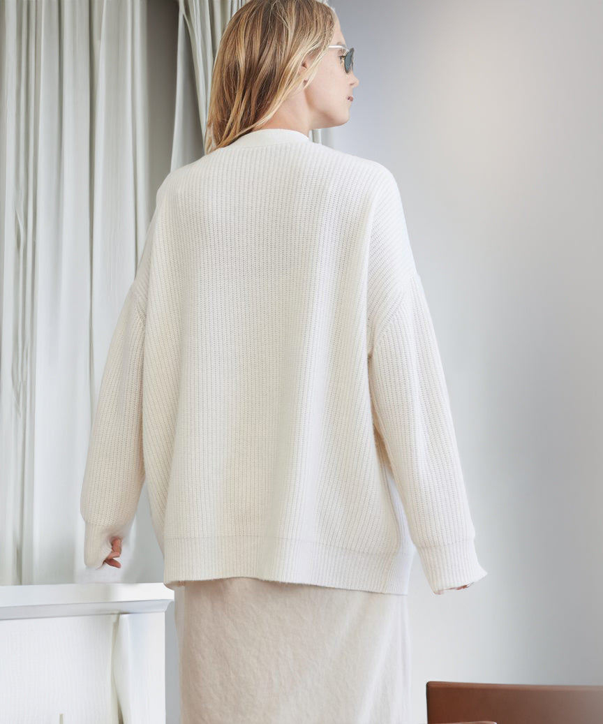 Damen Oversized Strickjacke mit Knöpfen