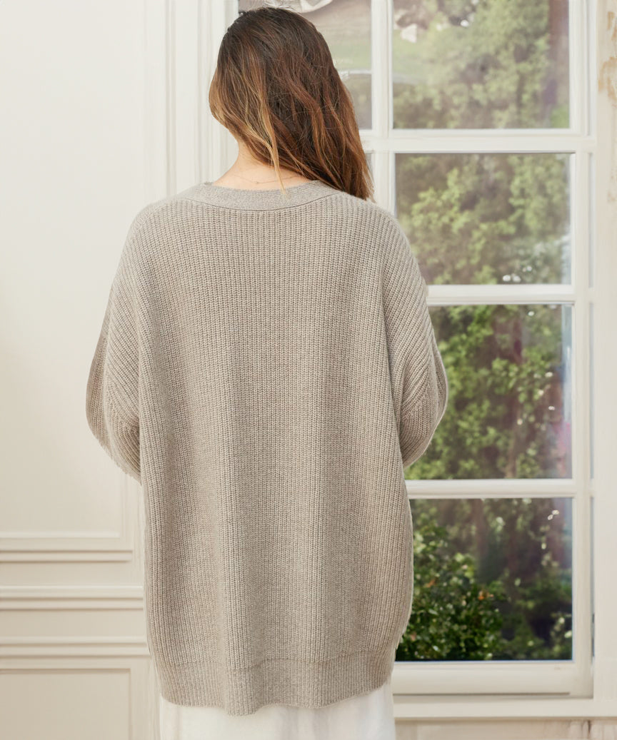 Damen Oversized Strickjacke mit Knöpfen