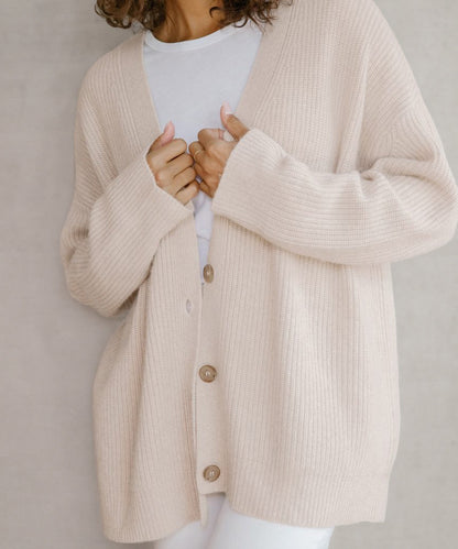 Damen Oversized Strickjacke mit Knöpfen
