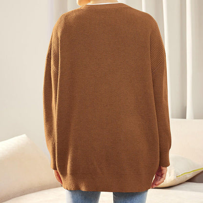 Damen Oversized Strickjacke mit Knöpfen