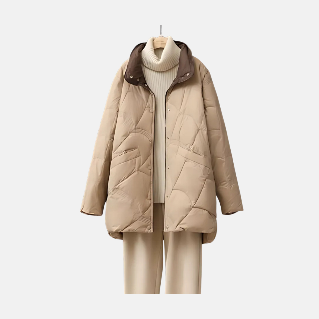 Eveloria Damen Daunenjacke Mittellang Stehkragen