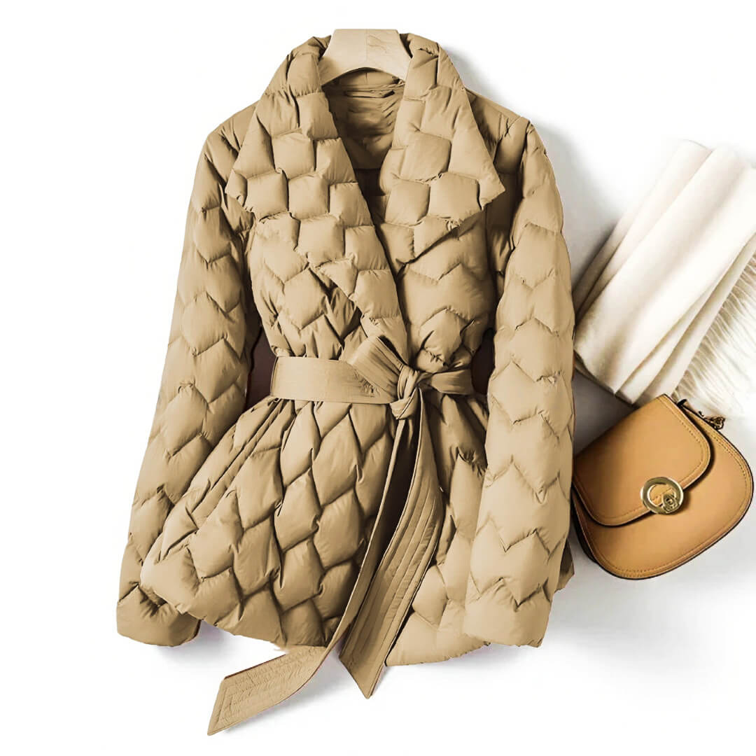 Damen Puffer Gürtel Mantel Steppjacke