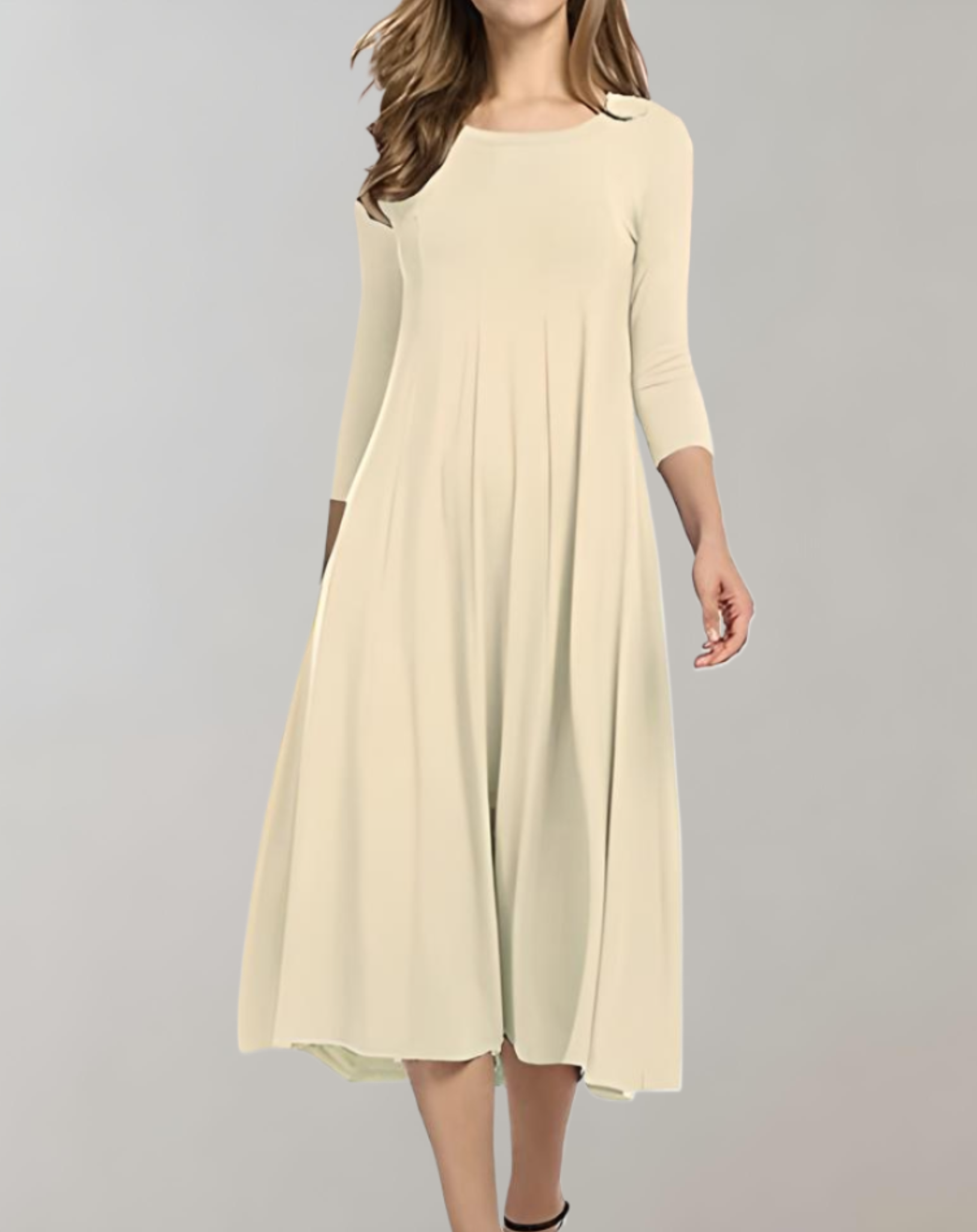 Eveloria Damen Swingkleid 3/4 Ärmel Schwarz - Eveloria