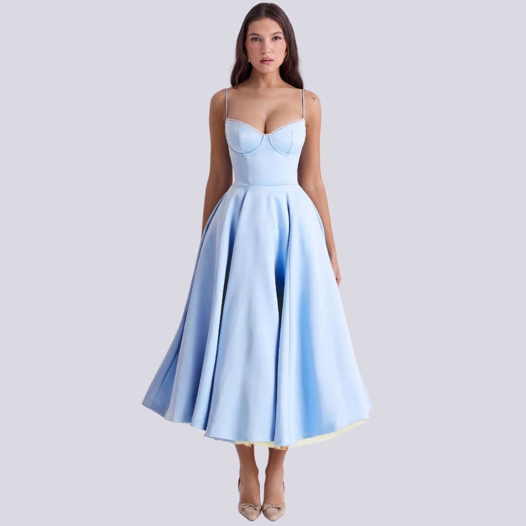 Eveloria Damen Maxi-Kleid V-Ausschnitt A-Linie