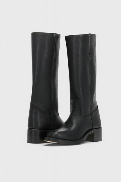 Damen High Boots Lederoptik Blockabsatz